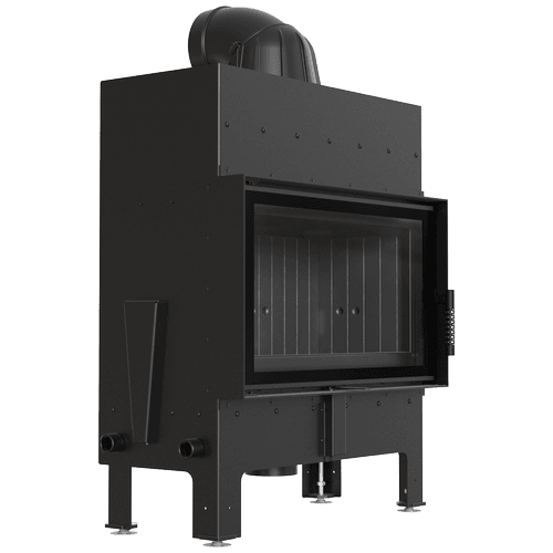 Steel fireplace FLOKI M 10 kW Ø 200 black thermotec self closing door