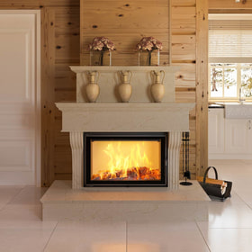 Smart steel fireplace LUCY 14 kW Ø 200 black thermotec MSK GLASS