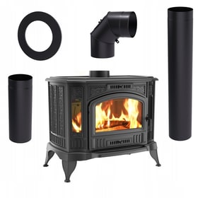 Wood burning cast iron stove K9 Ø 150 10 kW with accessories