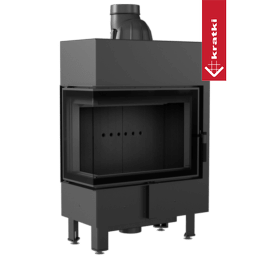 Kamineinsatz aus Stahl KRATKI LUCY SLIM links 8 kW Ø 160 schwarz Verkleidung