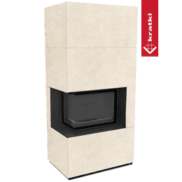 Модульный камин KRATKI FLOKI BOX левый 8 кВт Ø 160 кварцевый агломерат FOKOS TALCO черный термотек