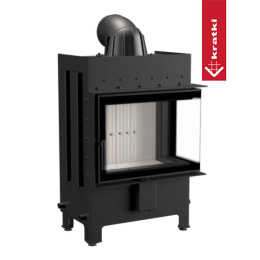 Plieninis židinys KRATKI LUCY SLIM dešinysis 8 kW Ø 160 savaime užsidarančios durelės