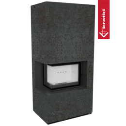 Modulární krb KRATKI FLOKI BOX levá 8 kW Ø 160 křemenný sintr OXIDE NERO