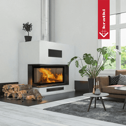 Steel fireplace KRATKI MBM left 10 kW Ø 200