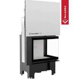 Kamineinsatz aus Stahl KRATKI VNP 700/480 12 kW Ø 200 mit Schiebetür