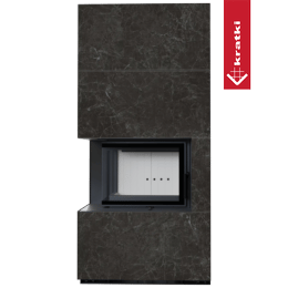 Modulárny krb KRATKI FLOKI BOX ľavý 8 kW Ø 160 quartz sinter NATURALI NERO GRECO