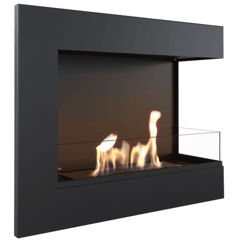 Wall mounted Bioethanol fireplace DELTA TÜV right-sided with glazing