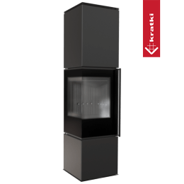 Oceľové kachle na drevo KRATKI REN/L ľavé Ø 150 7 kW čierne thermotec