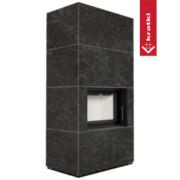 Modulinis židinys KRATKI FLOKI BOX 8 kW Ø 160 kvarcinis aglomeratorius NATURALI NERO GRECO