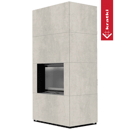 Cheminée modulaire KRATKI FLOKI BOX 8 kW Ø 160 Quartz fritté NATURALI PIETRA DI SAVOIA PERLA BOCCIARDATA thermotec noir