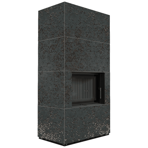 Modular fireplace FLOKI BOX 8 kW Ø 160 quartz sinter OXIDE NERO black thermotec