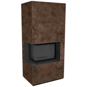 Modular fireplace FLOKI BOX left 8 kW Ø 160 quartz sinter OXIDE MORO black thermotec