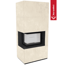 Moduláris kandalló KRATKI FLOKI BOX balra 8 kW Ø 160 kvarc szinter OXIDE BIANCO