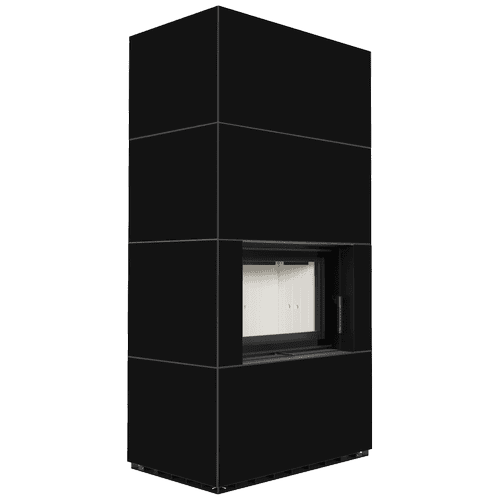 Modular fireplace FLOKI BOX 8 kW Ø 160 quartz sinter NERO ASSOLUTO