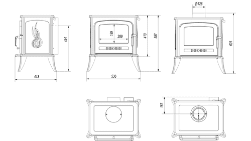 Freestanding Stove Fireplace KRATKI KOZA K7 5kW Ø130 Cast Iron