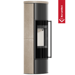 Poêle ERIK en acier Ø 150 5,5 kW, finition décorative GOLD SATIN, avec couvercle en céramique.
