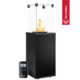Terrassenheizer Patio Mini Glas schwarz gesteppt automatische Steuerung 8,2kW