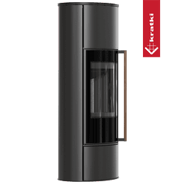 Kachel KRATKI ERIK Ø150 5,5kW Zwarte Termotec Houten Handgreep Jatoba