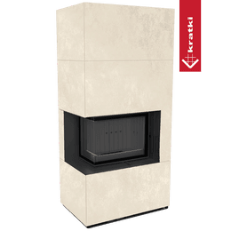 Murspis Kratki FLOKI BOX Ø 160 8 kW Vänster kvartskomposit Oxide Bianco med svart beklädnad
