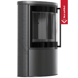 Steel freestanding stove BJORN Ø 150 7kW decorative ceramic accumulator GRAFITE SATIN ceramic cover; black thermotec; with closing mechanism