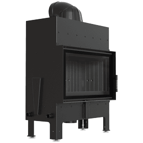 Steel fireplace FLOKI M 10 kW Ø 200 black thermotec self closing door