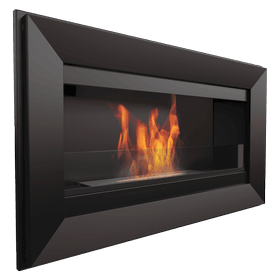 Wall mounted Bioethanol fireplace CHARLIE TÜV black with glazing