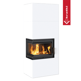 Modular fireplace Box 8 kW Ø 200 Bianco self closing door