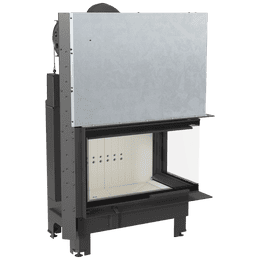 Kamineinsatz aus Stahl KRATKI MBO rechts 15 kW Ø 200 mit Schiebetür gebogenes Glas