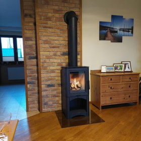 Wood burning steel stove K5 Ø 150 7 kW black thermotec
