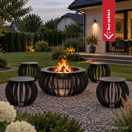 LUNO garden fire pit set with cover and 4 seats