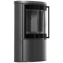Steel freestanding stove BJORN Ø 150 7kW decorative accumulation ceramic GRAFITE SATIN ceramic cover; black thermotec