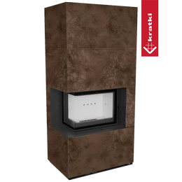 Chimenea modular KRATKI FLOKI BOX izquierdo 8 kW Ø 160 Sinter de cuarzo OXIDE MORO puerta de cierre automático