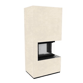 Modular fireplace FLOKI BOX right 8 kW Ø 160 quartz sinter FOKOS TALCO