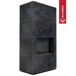 Modulaarinen takka KRATKI FLOKI BOX 8 kW Ø 160 kvartsi sintraus OSSIDO NERO musta termotec