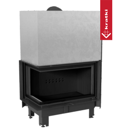 Oceľový krb KRATKI MBO ľavý 15 kW Ø 200 Lift-up ohýbané sklo čierny thermotec
