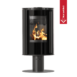 Teräskamiina jalustalla KRATKI ERIK Ø 150 5,5 kW musta thermotec