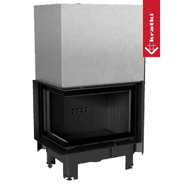 Camino KRATKI MBZ sinistra 13 kW Ø 200 porta sollevabile thermotec nero