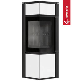 Poêle à bois en acier KRATKI TORA/S 8 kW Ø 150 panneau de verre blanc Thermotec noir porte à fermeture automatique