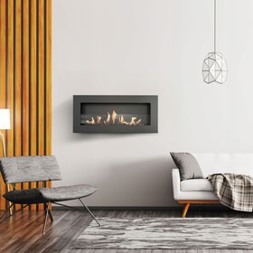 Fireplace bioethanol 900x400 DELTA black flat long burner glass set