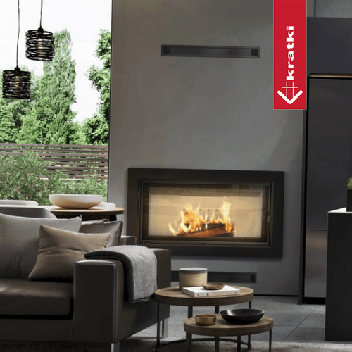 Water heating fireplace KRATKI LUCY 20 kW Ø 200 Black thermotec