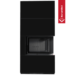 Modulær peis GRATKI FLOKI BOX høyre 8 kW Ø 160 kvarts sinter NERO ASSOLUTO sort thermotec