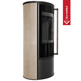 KRATKI ERIK Ø150 5,5 kW keramická kamna GOLD SATIN ocelové víko madlo Jatoba