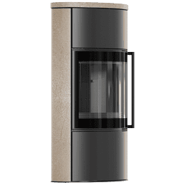 BJORN Ø 150 7kW free-standing steel stove High decorative GOLD SATIN storage ceramic; ceramic cover; black thermotec