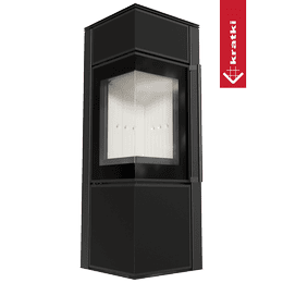 Estufa de leña de acero KRATKI TORA/S 8 kW Ø 150 sinterizado de cuarzo Nero Assoluto puerta de cierre automático