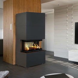 Moduļu kamīns NBC/EASY BOX 7 kW Ø 160 tērauda korpuss Melns