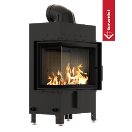 Kamineinsatz aus Stahl KRATKI LUCY links 12 kW Ø 200 schwarz Verkleidung mit Türfeder
