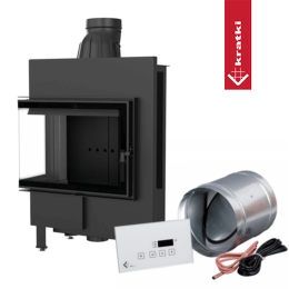 Camino intelligente in acciaio KRATKI LUCY SLIM sinistra 8 kW Ø 160 thermotec nero MSK GLASS