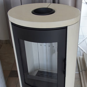 Wood burning stove AB S/DR/ECO 5,5 kW Ø 150 cream decorative lining self closing door