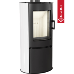 Kachelofen aus Stahl KRATKI AB S/DR Ø 150 8 kW weiss Kachel mit Türfeder