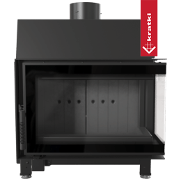 KRATKI SIMPLE Right Steel Air Fireplace 6 kW Ø 150 black lining